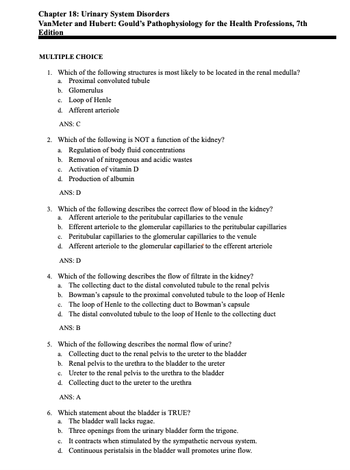 Test Bank Gould's Pathophysiology for the Health Professions 7th Edition by VanMeter