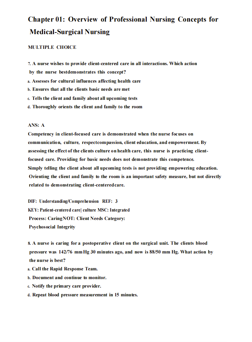 Test Bank Medical-Surgical Nursing: Concepts for Clinical Judgment and Collaborative Care 11th Edition by Ignatavicius