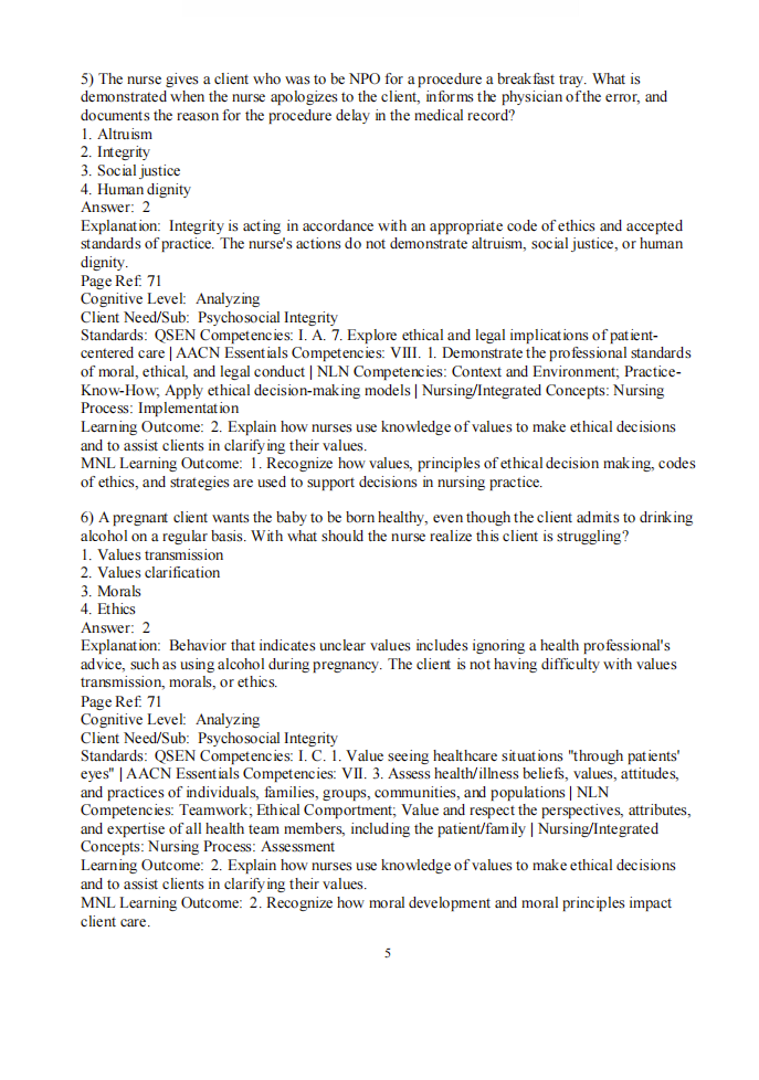 Test Bank Kozier & Erb’s Fundamentals of Nursing 11th Edition