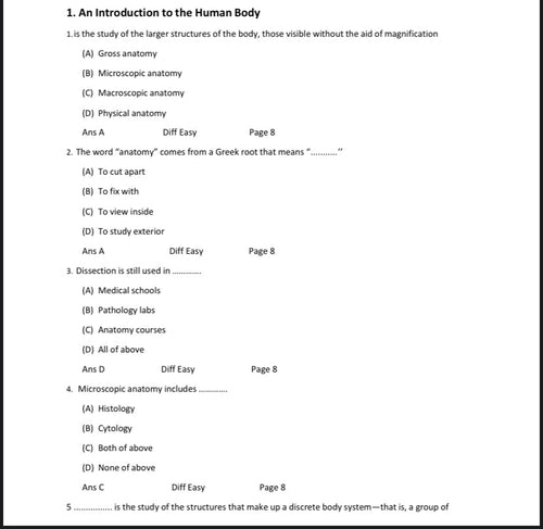 Test Bank Anatomy and Physiology OpenStax 1st Edition by Gordon Betts