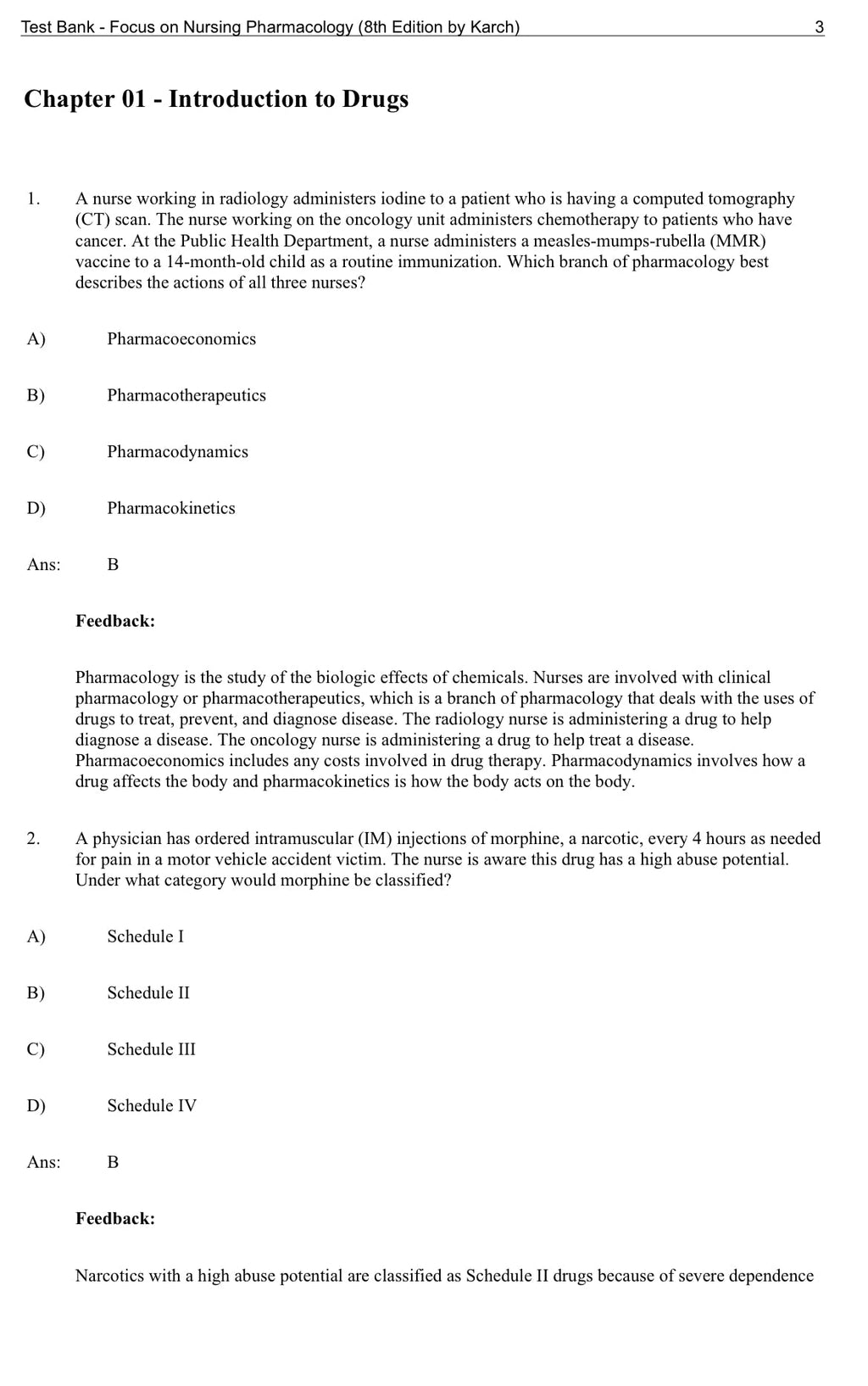 Test Bank Focus on Nursing Pharmacology 8th Edition by Karch
