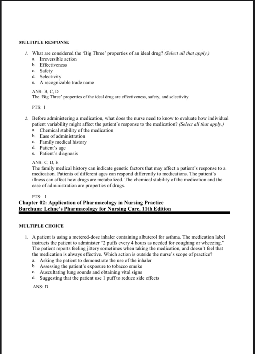 Test bank Lehne’s Pharmacology for Nursing Care, 11th Edition by Jacqueline Rosenjack Burchum