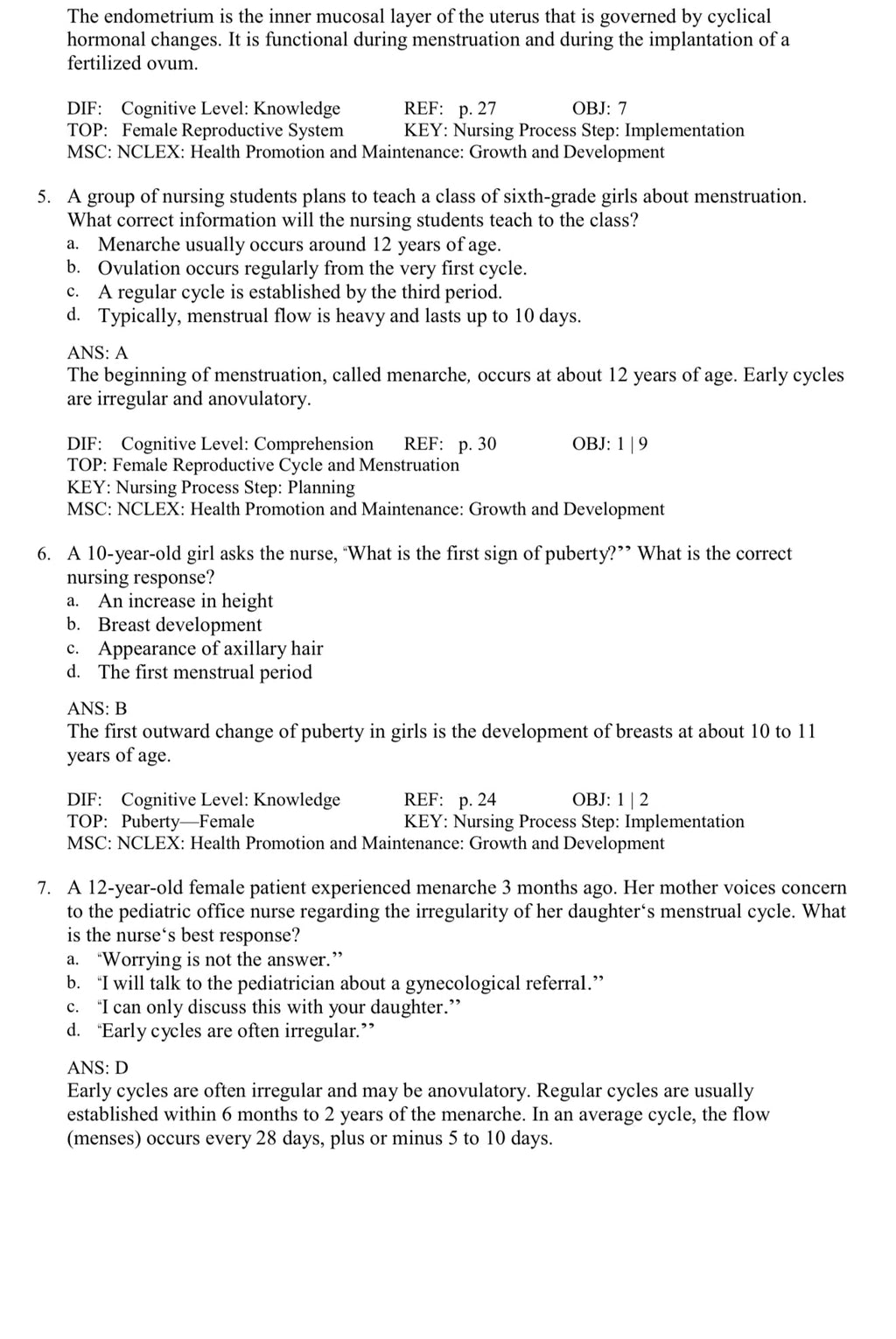 TEST BANK Introduction to Maternity and Pediatric Nursing 9th Edition Leifer