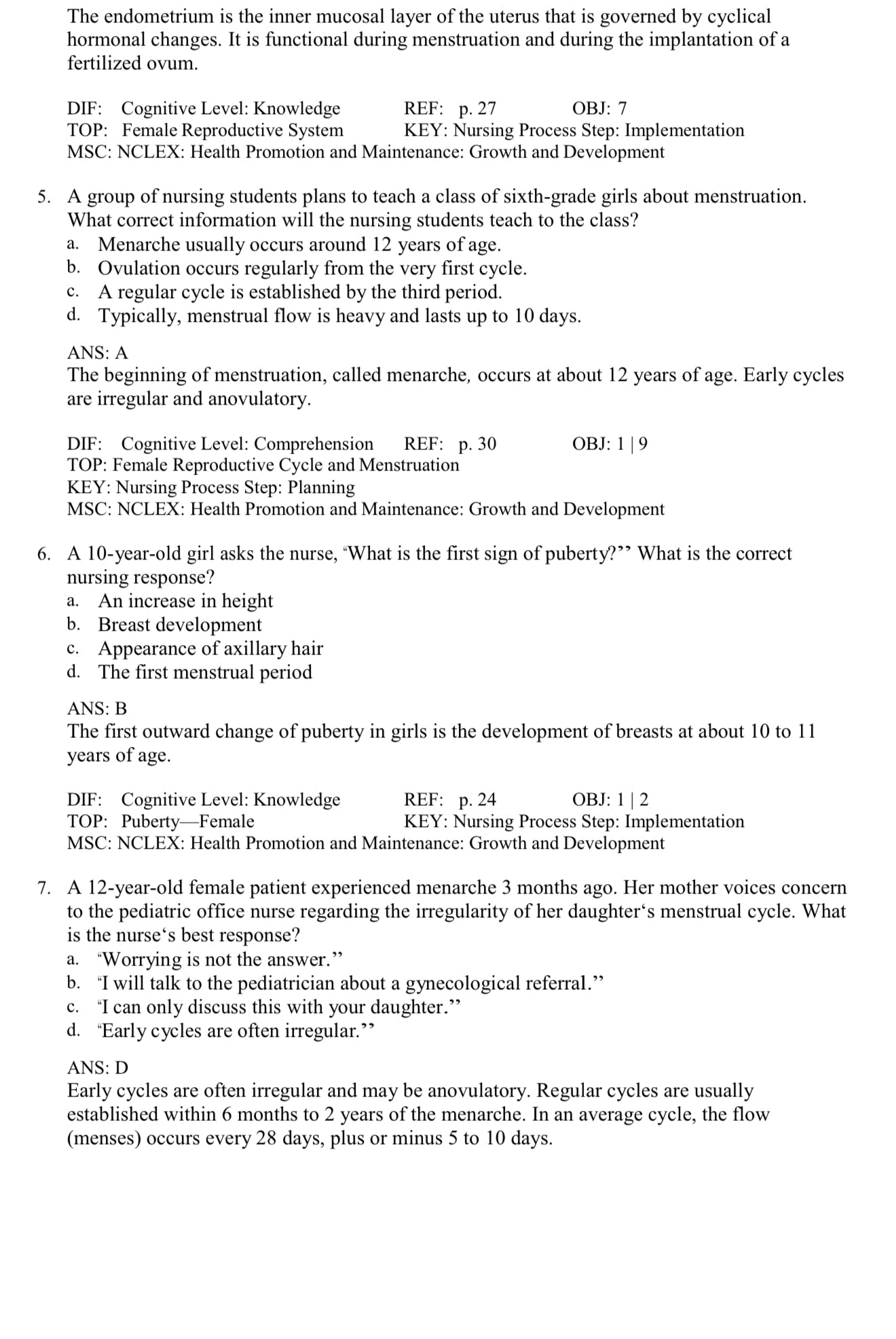 TEST BANK Introduction to Maternity and Pediatric Nursing 9th Edition Leifer