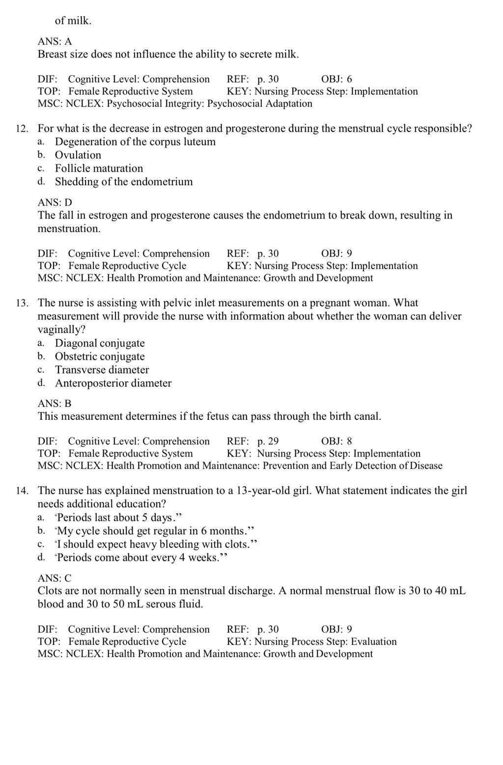 TEST BANK Introduction to Maternity and Pediatric Nursing 9th Edition Leifer