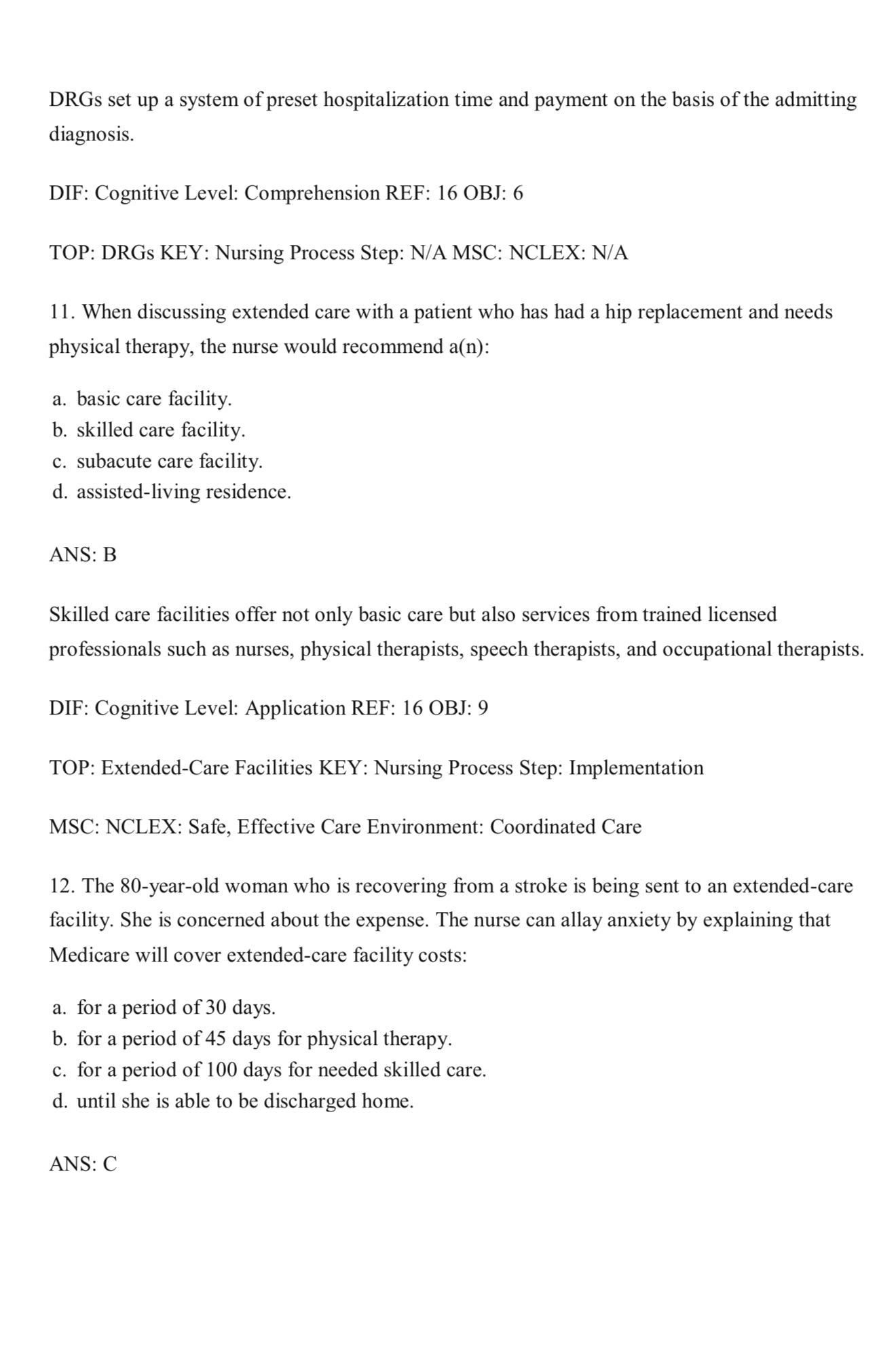 TEST BANK Gerontological Nursing 10th Edition Eliopoulos