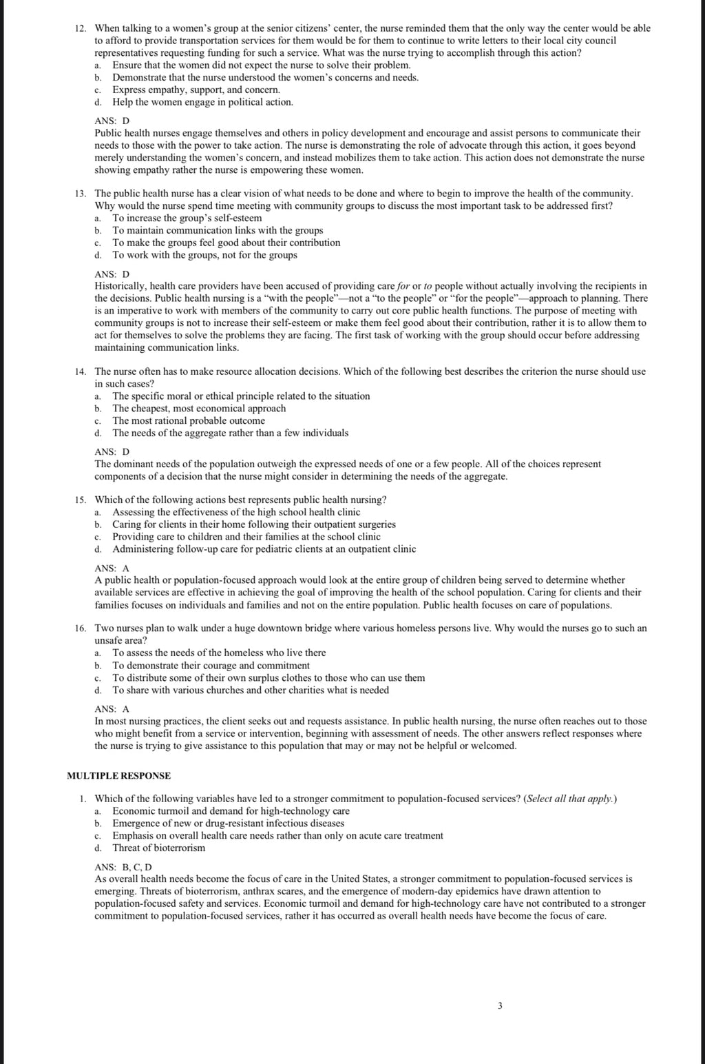 TEST BANK Foundations for Population Health in Community/Public Health Nursing, 6th Edition