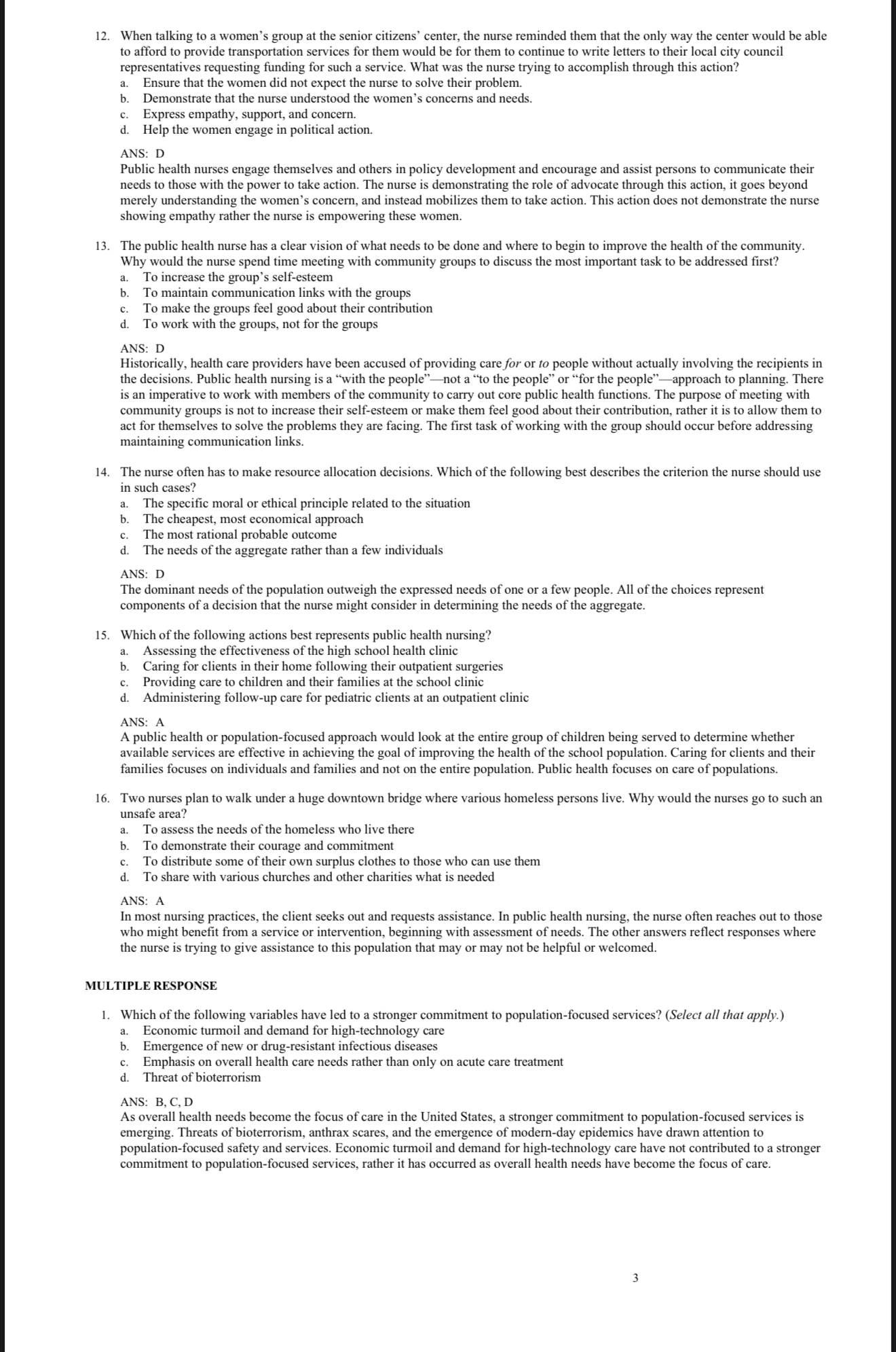 TEST BANK Foundations for Population Health in Community/Public Health Nursing, 6th Edition