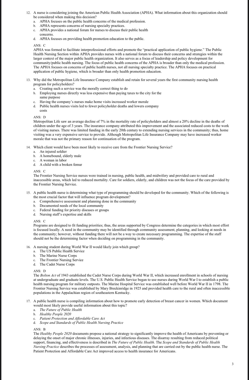 TEST BANK Foundations for Population Health in Community/Public Health Nursing, 6th Edition