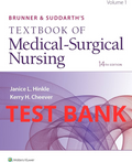 Test Bank Brunner & Suddarth's Textbook of Medical-Surgical Nursing 14th Edition by Hinkle